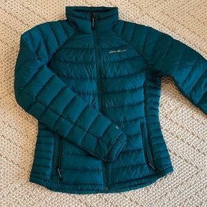 Eddie Bauer Women’s medium down jacket-800 fill teal green/blue EUC